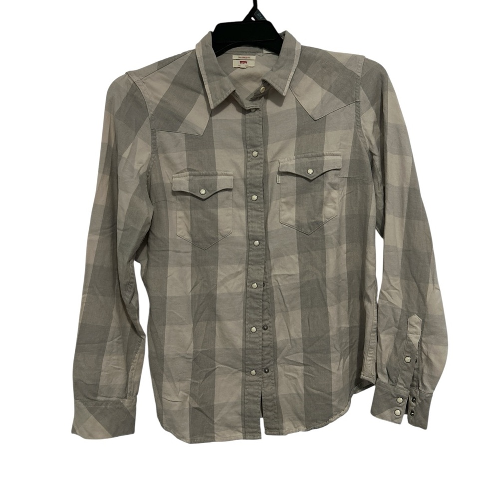 Levis Womens Size Large Gray Plaid Shirt